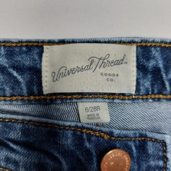 Universal Thread Womens Jeans 6/28R High Rise Slim Straight Distressed Denim - Picture 9 of 16